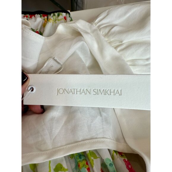 Jonathan Simkhai White Sadie Puff-Sleeve Wrap Crop Top NWT - Size L - Picture 5 of 8